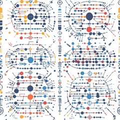 Fototapete - Circular genomic diagrams depicting RNA structures and patterns in a detailed scientific illustration