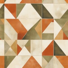 Poster - earthy triangle pattern in warm tones, ideal for interior design and textile applications in modern 