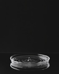 Poster - A close-up shot of a water droplet creating ripples in a minimalist black-and-white setting captured in a serene moment