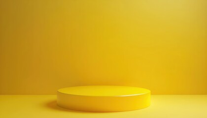 Aufkleber - A Single Yellow Circular Pedestal on a Yellow Background