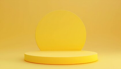 Aufkleber - yellow circular platform and half-circle on yellow background