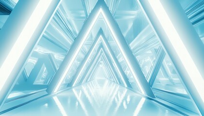 Aufkleber - Abstract Geometric Tunnel with Bright Lights and Reflective Floor