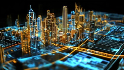 Poster - A Neon-Lit Skyline of a Futuristic Cityscape