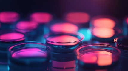 Poster - Closeup of Colorful Glass Vessels with Glowing Interior