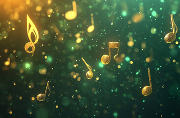 Poster - Floating musical notes create a vibrant atmosphere of rhythm and harmony in a colorful background