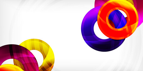 Aufkleber - Bright colorful circles with light effects. Abstract background