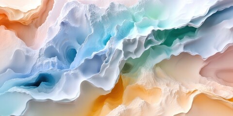 Poster - Abstract Pastel Landscape with Swirling Caves