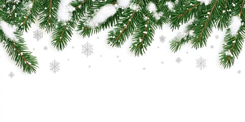 Poster - Snowy Pine Branches Winter Holiday Festive Decoration