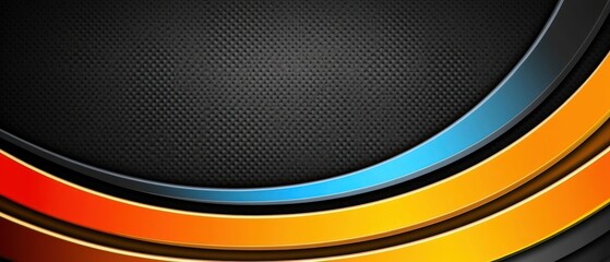 Poster - Abstract Background with Orange Blue and Black Curves