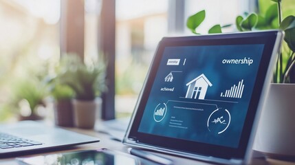 Leinwandbilder - Tablet Displays Home Ownership Achievement Graph