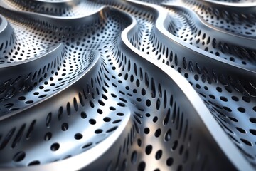Poster - Abstract Wavy Metal Surface With Perforated Design