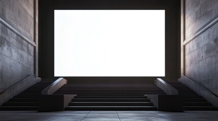 Aufkleber - Bright White Screen Above Concrete Staircase