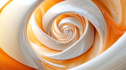 Poster - Abstract Orange and White Spiral Swirling Design