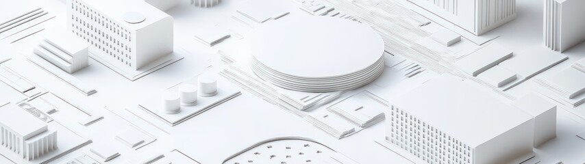 Aufkleber - Abstract White Architectural Model Cityscape Design
