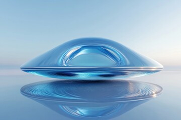 Poster - Abstract Blue Glass Sculpture Reflecting Light