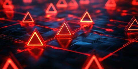 Sticker - Glowing Red Triangles on a Dark Circuit Board