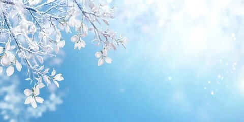 Poster - Snow Covered Branches Against A Blue Winter Sky