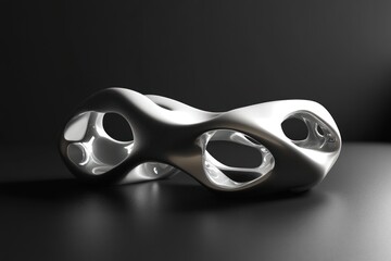 Poster - Abstract Silver Sculpture With Interconnected Holes