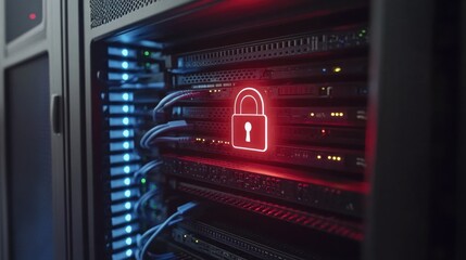 Aufkleber - Red Locked Server Shows Secure Data Protection
