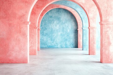 Aufkleber - pastel pink and blue archway interior design