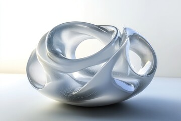 Wall Mural - Abstract White Sculptural Form With Inner Cavities