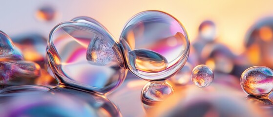 Poster - Abstract Iridescent Spheres Reflecting Light