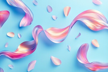 Poster - Abstract pastel pink and purple flowing fabric design
