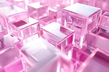 Poster - Pink Glass Cubes Abstract Composition Background
