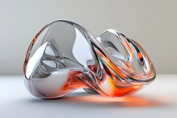 Poster - Abstract Glass Sculpture Orange And Grey Hues