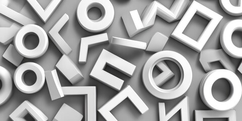 Aufkleber - Abstract White Geometric Shapes Background Design