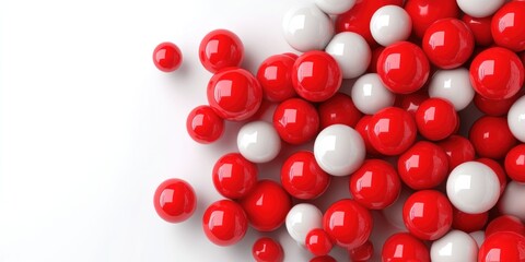 Canvas Print - Red and white spheres cluster together in a pile