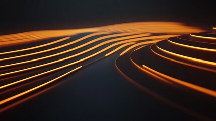 Aufkleber - Abstract Orange Glowing Lines Curve Design