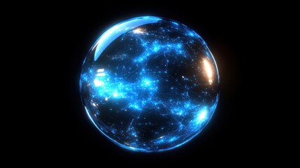 Poster - Glowing Blue Sphere Network Digital Art
