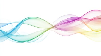 Poster - Abstract Rainbow Waves Flowing Across White Background