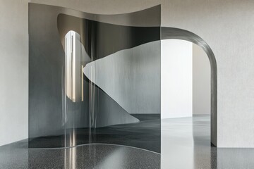 Poster - Abstract Modern Interior Design Featuring Glass And Archway