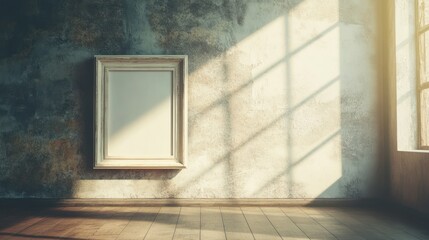 Poster - Empty Frame on Rustic Wall in Sunlit Room