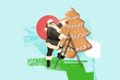 © deagreez - Trend composite sketch template photo collage of tradition merry christmas spirit cookie sweet tree pine decoration aged man stand ladder