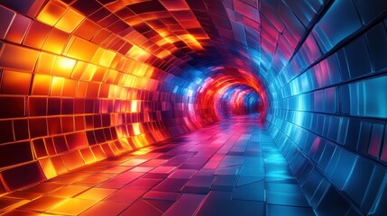 Wall Mural - Abstract Colorful Tunnel Of Glowing Tiles