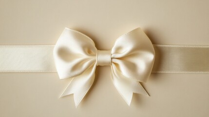 Poster - Elegant Cream Satin Ribbon Bow on Beige Background