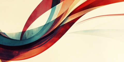 Poster - Abstract Red Teal Beige Wave Design Background