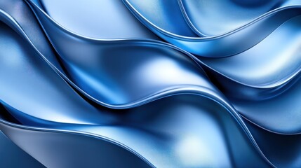 Aufkleber - Abstract Blue Waves Metallic Smooth Surface Design