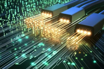 Poster - Fiber Optic Cables Transmit Data Across Circuit Board