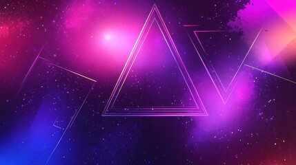 Poster - Abstract Cosmic Background With Neon Triangles