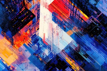Aufkleber - Abstract Cityscape Digital Painting Vivid Colors