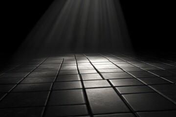 Poster - Dark Stone Floor Illuminated By Light Beams