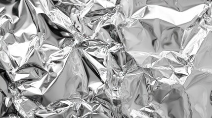 Poster - Crumpled Silver Foil Abstract Texture Background