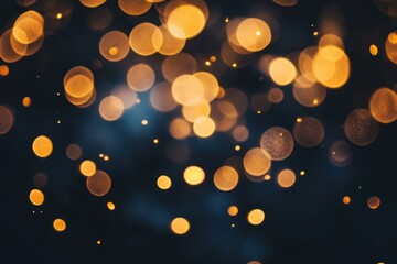 Poster - Abstract Golden Bokeh Lights Against Dark Background