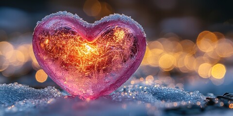 Poster - Frozen Heart Glowing In Winter Light