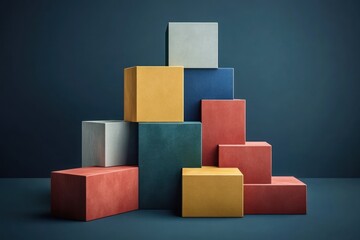 Poster - Colorful Cubes Arranged In An Abstract Structure