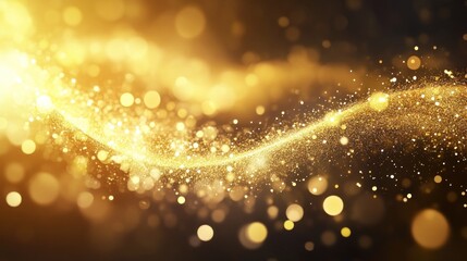 Poster - Golden Glitter Wave Abstract Background Design
